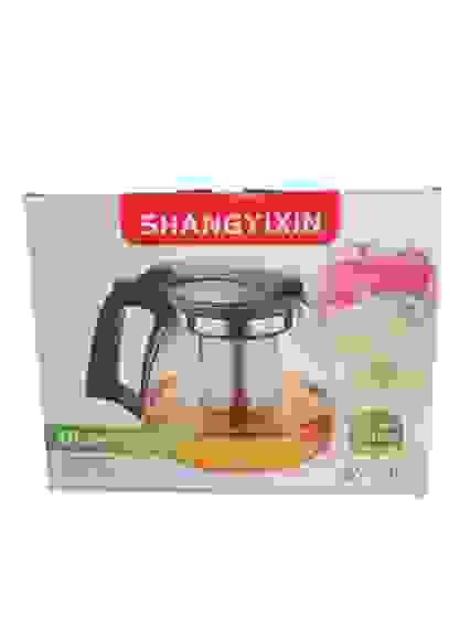 Чайник стекл. заварочный SHANGYIXIN 900мл, термостекло, стальной фильтр, пластик крышка и ручка/1