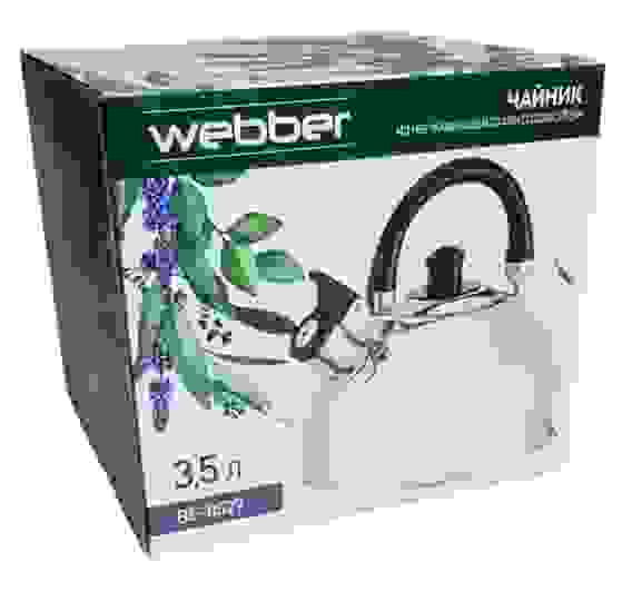 Чайник со свистком нерж.сталь WEBBER 3.5л, зеркал.полировка, термост. ручка, д/всех плит/1
