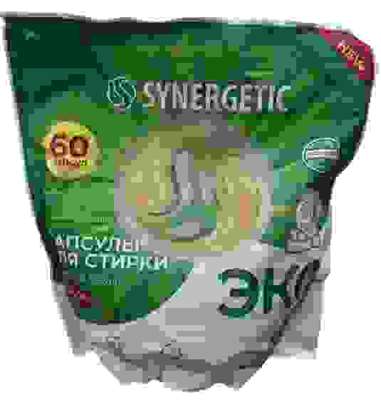 SYNERGETIC Автомат Капсулы 60шт*15г (900г) КОЛОР, биоразлаг.,гипоаллерг., ПАКЕТ/4