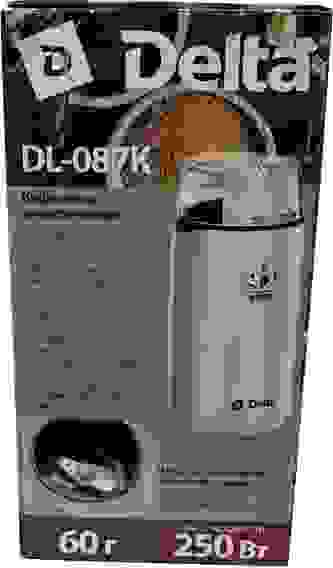 Кофемолка электр DELTA DL-087K(вместимость 60г, 250Вт, блокировка-есть, 2 цвета) д/кофе/специй /1