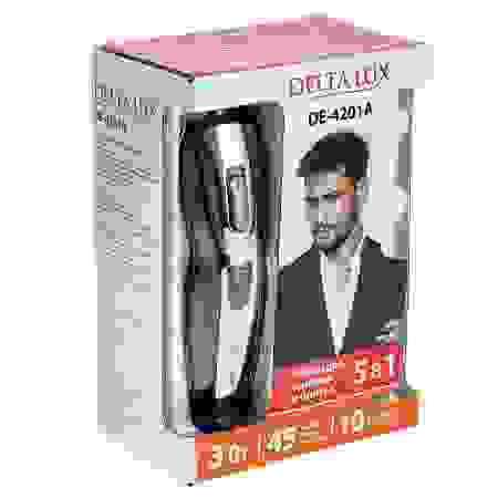 Машинка д/стрижки волос и бритья DELTA LUX DE-4201A 5в1 (аккум,10насадок д/стрижкии бритья, 3Вт)/12