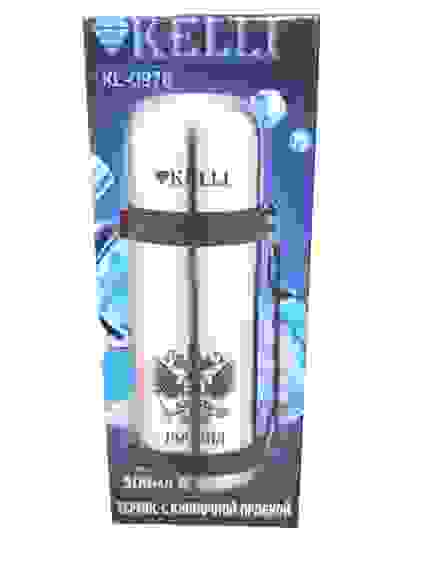 Термос KELLI KL-0978 нерж/ст, 500мл, двой.стенк, двойное горло-широкое+узкое , крышка, кнопка, ручка