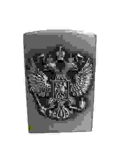 Зажигалка механическая метал. ГЕРБ РОССИИ, газовая, многоразовая, цвет золото/серебро/20