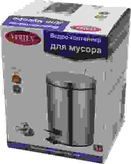 Ведро мусорное 5л Vertex-Nyo с внутр. контейнером нерж ХРОМ/6 (-15% скидка)
