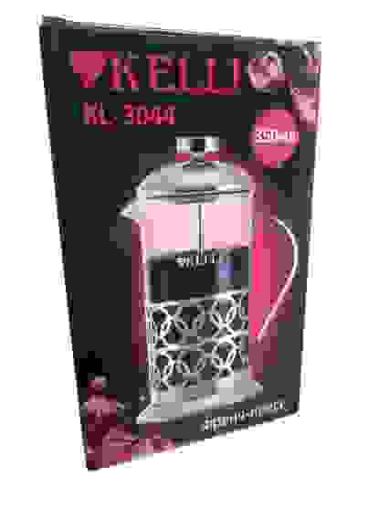 Чайник заварочный френч пресс KELLI KL-3044 350мл, нерж. сталь, термостекло, ручка/12
