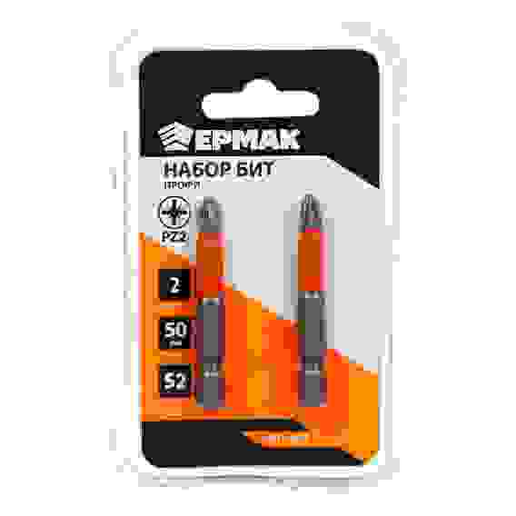 БИТЫ (насадки) д/шуруповерта Ермак ПРОФИ 2шт, PZ2, 50мм, S2 сталь/1