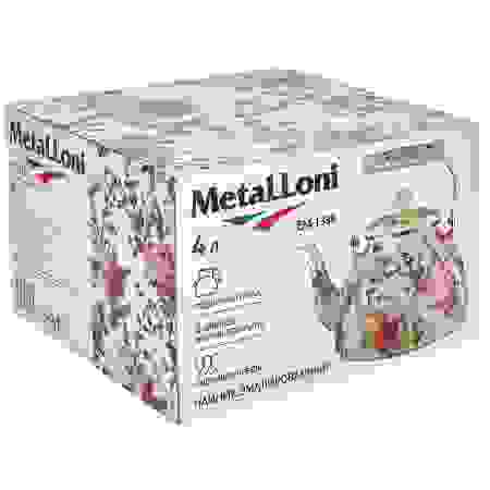 Чайник эмаль со свистком MetaLLoni 4л, высокопроч. покрытие, ненагрев. ручка, д/всех плит/1