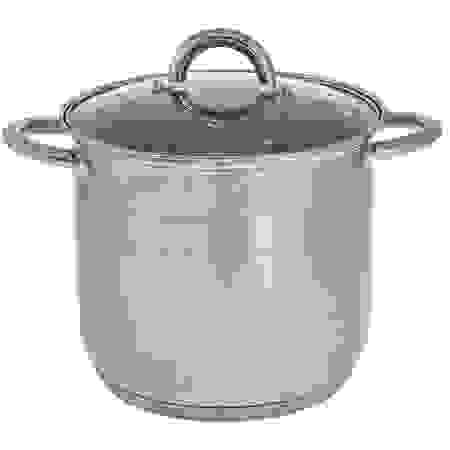 Кастрюля из нерж. WEBBER BE-366/2, 8л со стекл. крышкой, 3х сл.индукц. дно, д/всех плит/6
