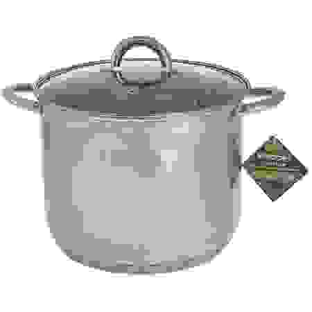 Кастрюля из нерж. WEBBER BE-368/2, 12л со стекл. крышкой, 3х сл. дно, индукц. дно, клеп ручк, д/всех