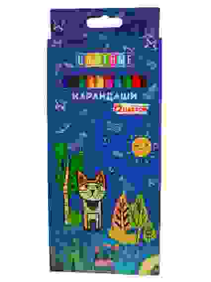 Карандаши цветн 12цв. КОТИК В ЛЕСУ (КЦ-2625) гриф.d=2,8мм,в к/к /24/240