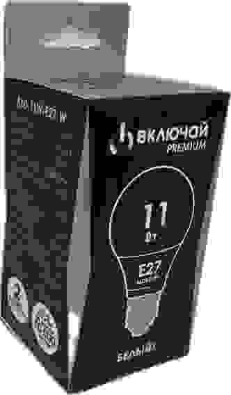 Лампа светодиодная 11W E27 A60 4000K 220V пластик (LED PREMIUM A60-11W-E27-W) Включай/10/100