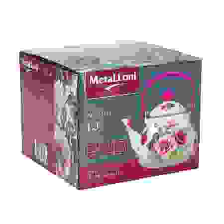 Чайник эмаль заварочный MetaLLoni 1.3л, 3-х сл.покрытие, стальной фильтр, д/всех плит/8